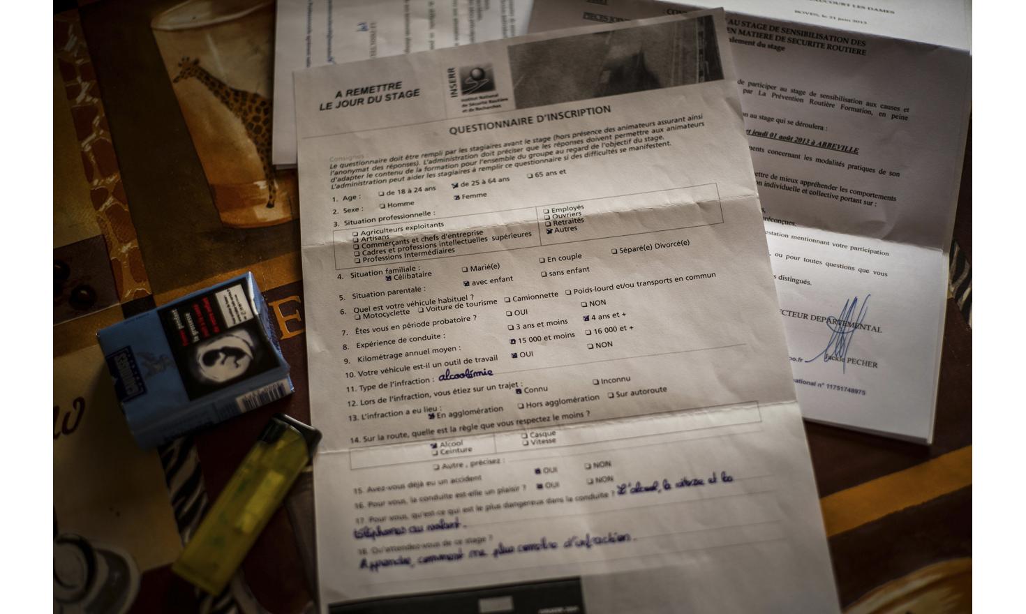 ©Ulrich Lebeuf / M.Y.O.P Feedback form for the INSERR, the organization for road safety.