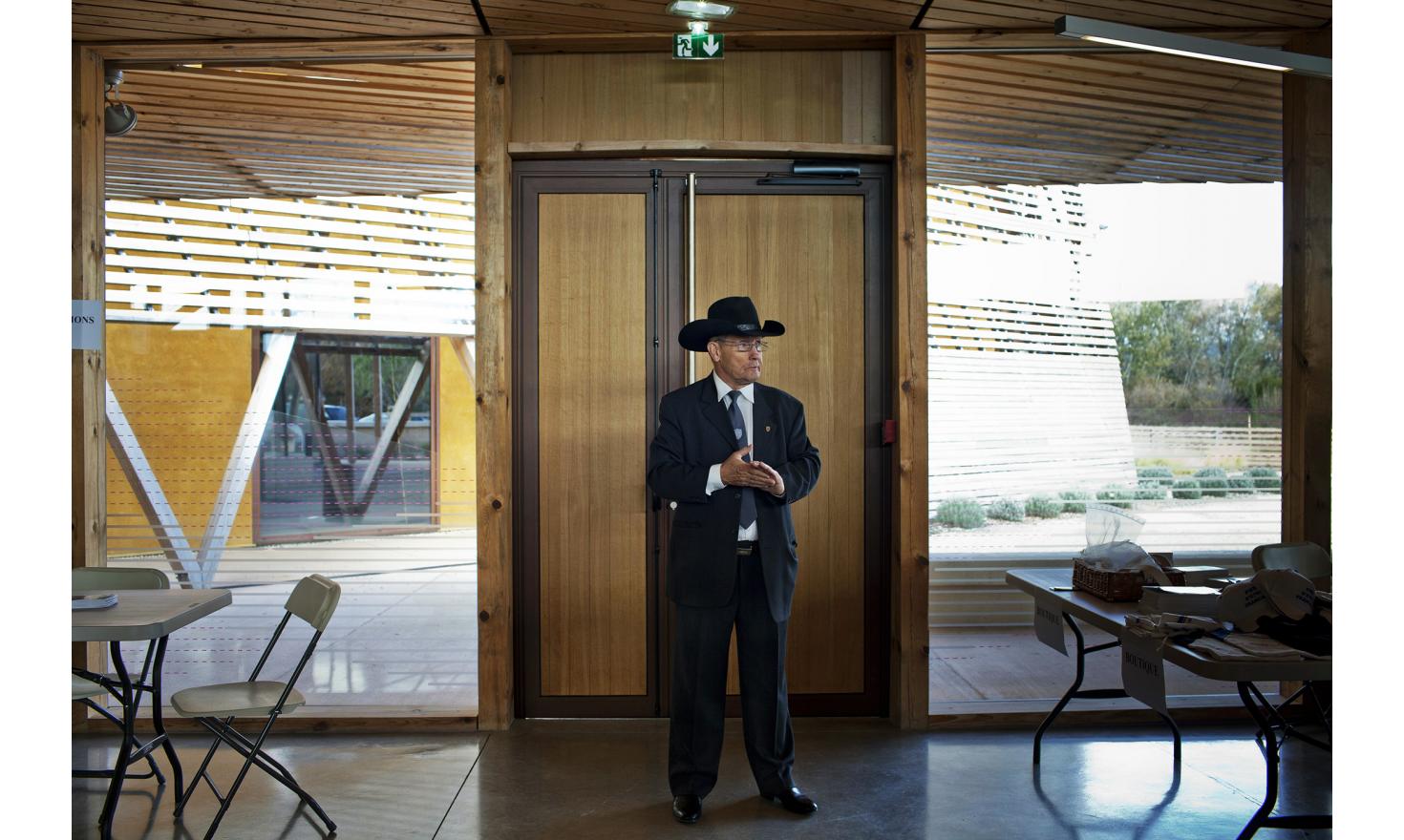 Mazan, Vaucluse, Woodwork hall, November 30, 2013. Marine Le Pen presents the leading candidates of FN for the 2014 municipal campaign in Vaucluse.